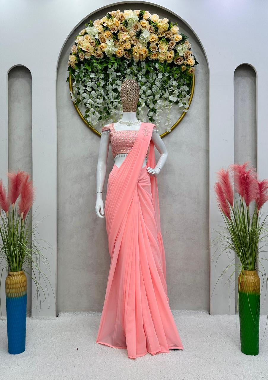 Ready to Wear Saree on Faux Georgette