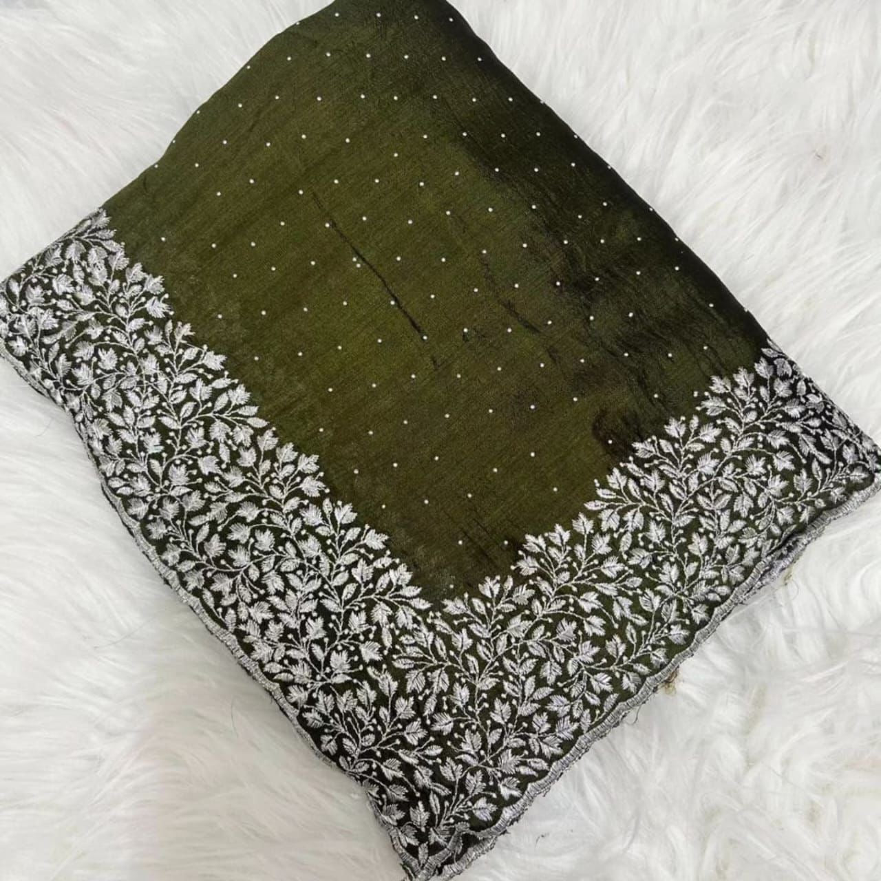 Vichitra silk with embroidery work