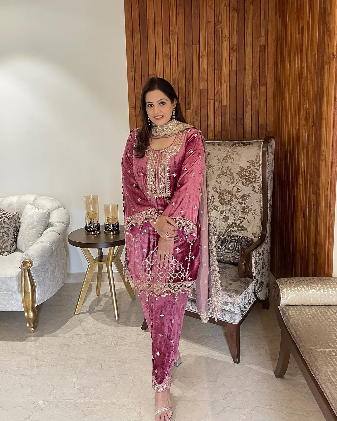 Party Wear Viscose Velvet Designer Look Top-Dupatta and Fully Stiched Bottom