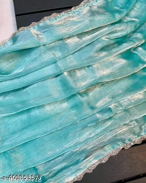 Sky blue Zimmy Choo Silk Saree with Cutwork Border