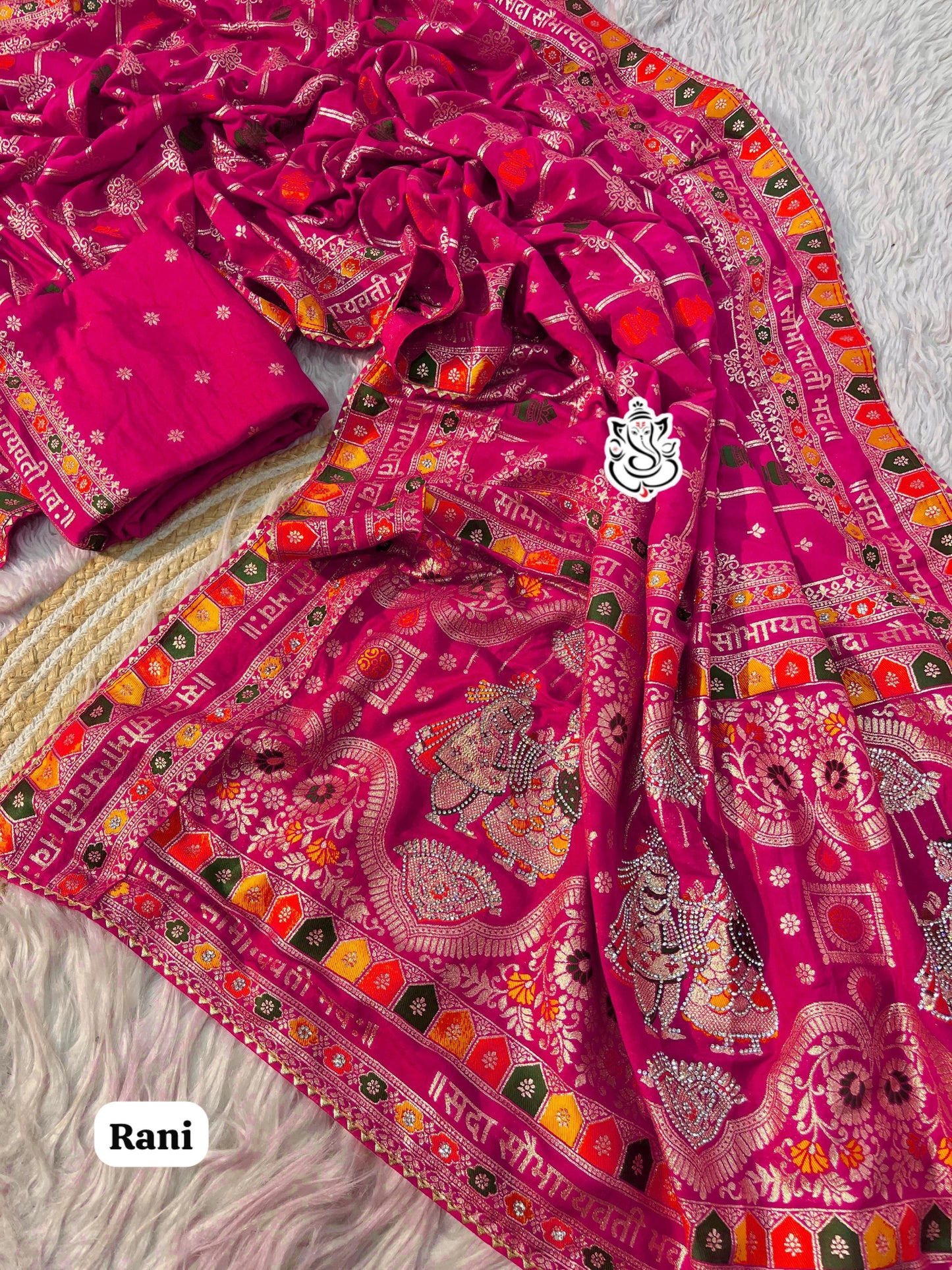 Sada Sobhagyawati Bhav Dola Viscose Silk with sirowski work