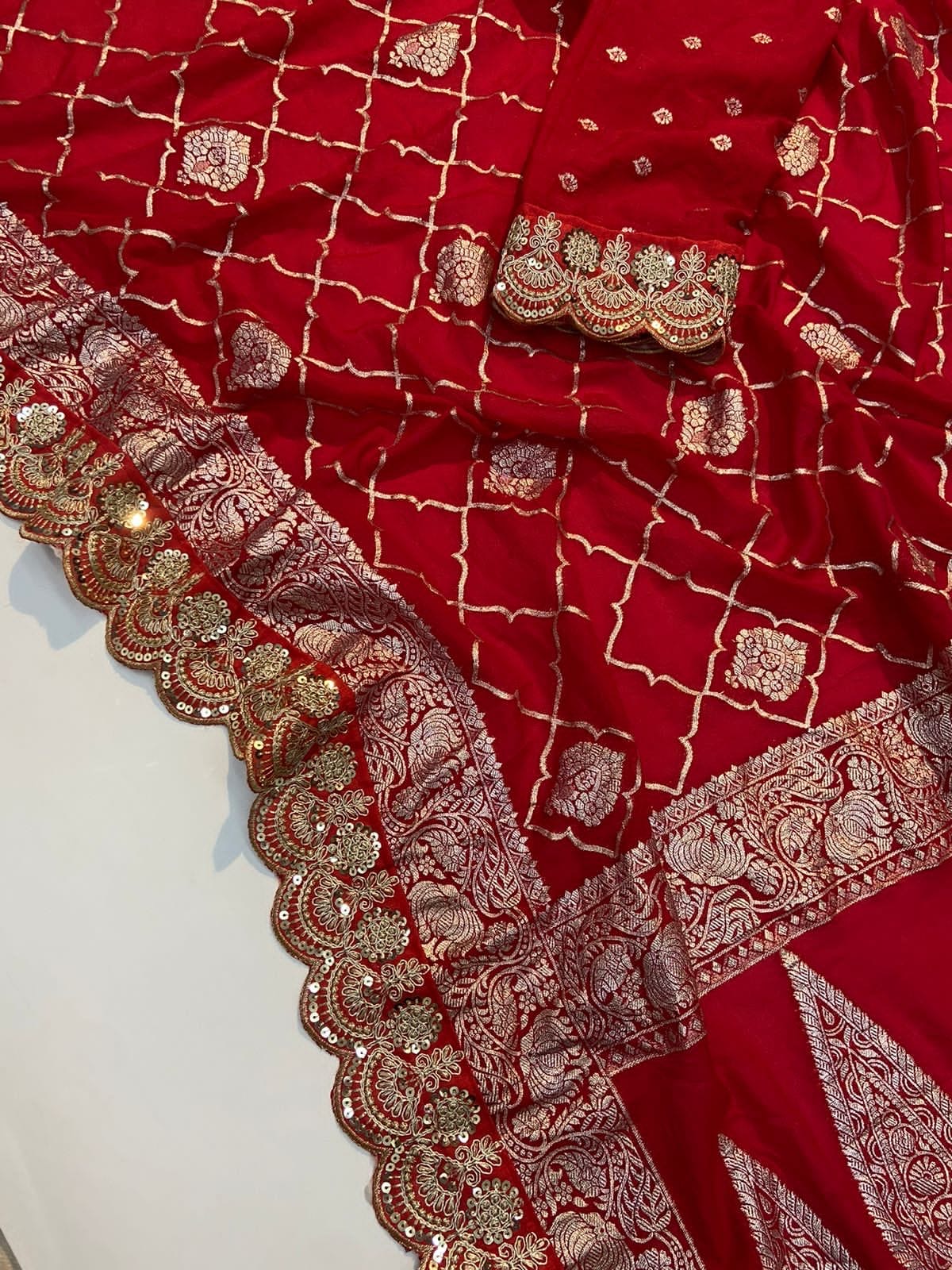Crepe Khadi Silk Pattu Saree With Antique Zari
