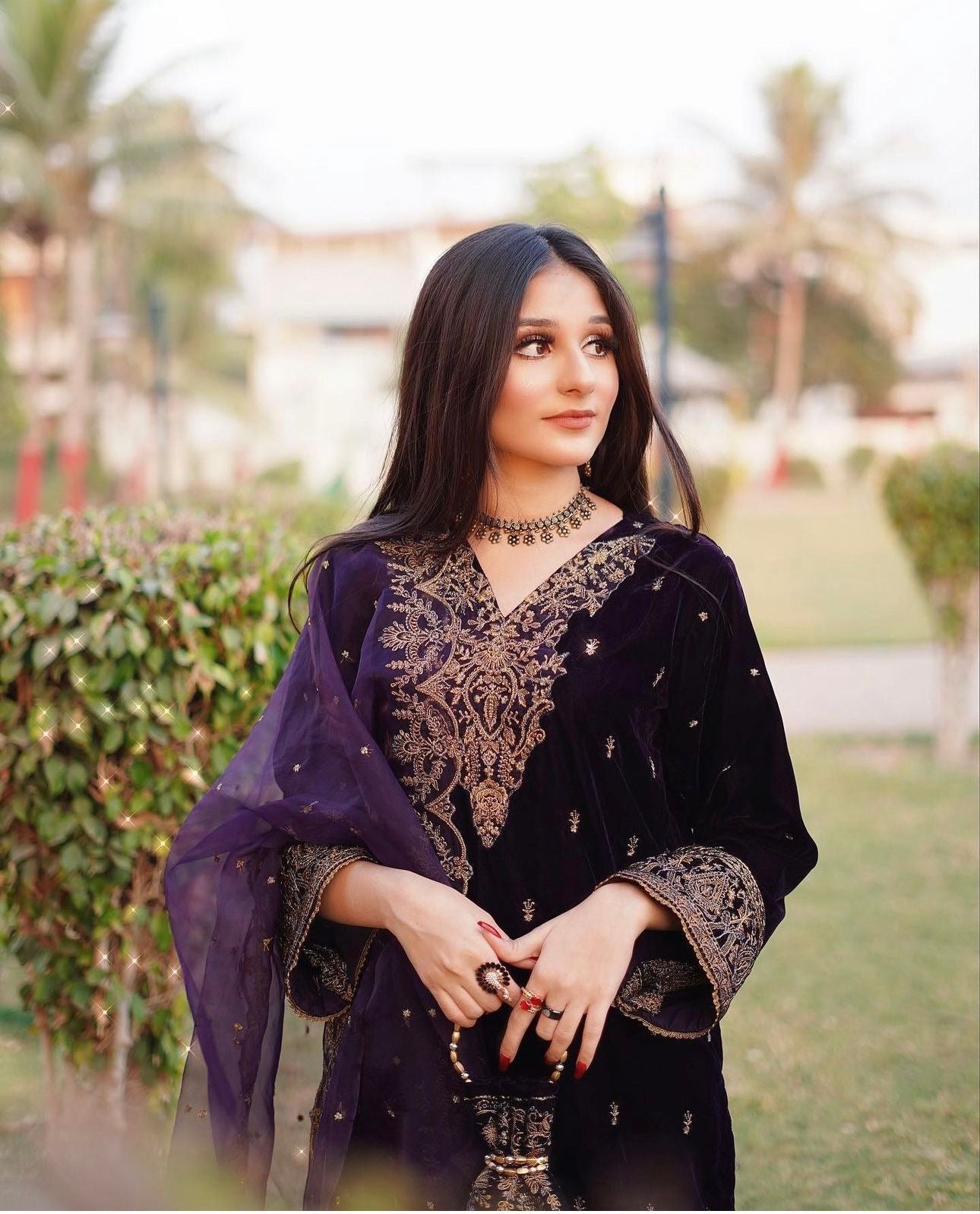 Viscous Velvet suit With Embroidery
