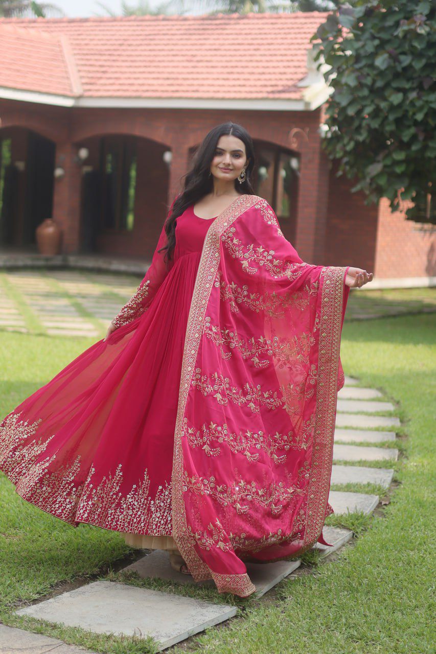 Faux Blooming Gown with Dupatta