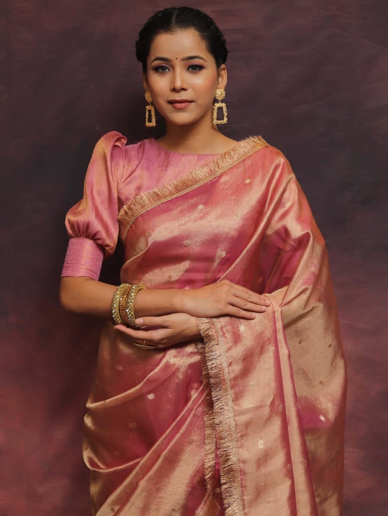 Banarasi soft chunri buti weaving tissue silk saree