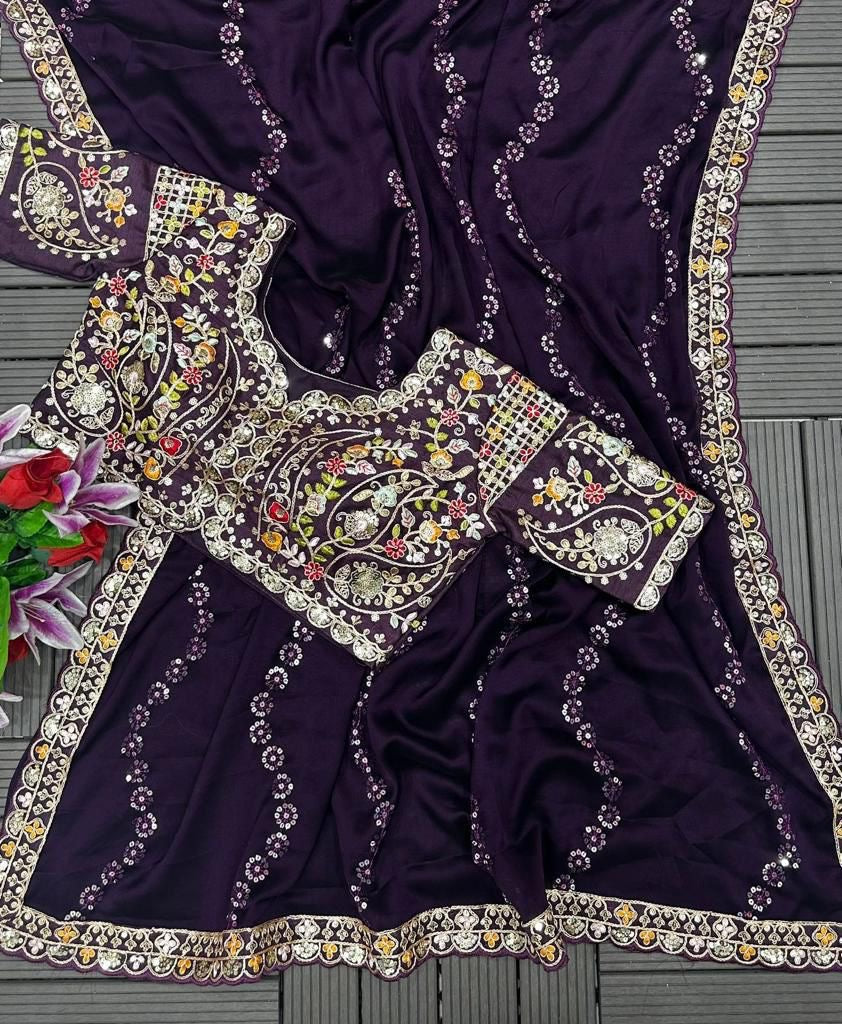 RANGOLI SILK FABRIC ON EMBROIDERY