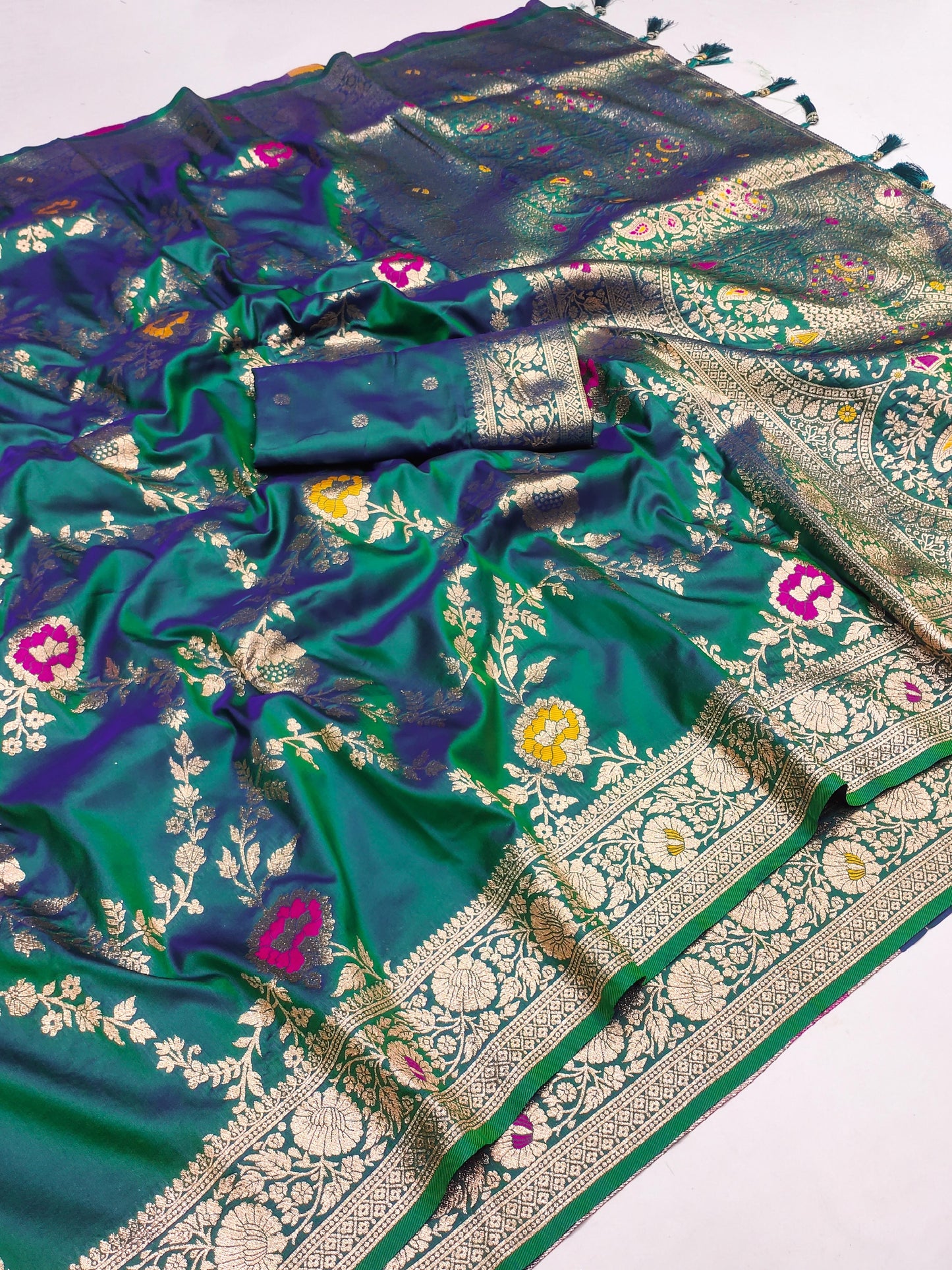 Soft Banarasi silk saree with zari weaving
