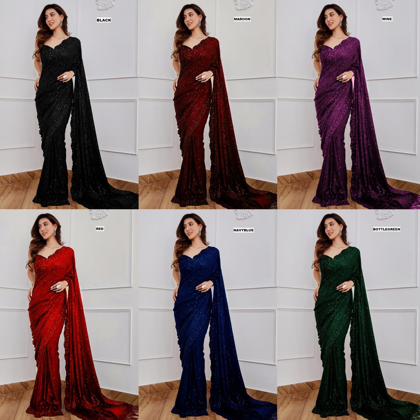 Georgette With Heavy 5MM Sequence Embrodery Work