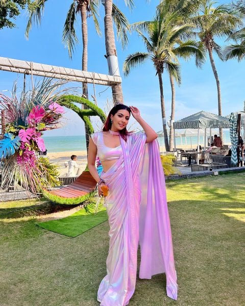 IMPORTED FABRIC LOOK A BEAUTIFUL CHROME UNICORN SAREE IN SHADES OF RAINBOW