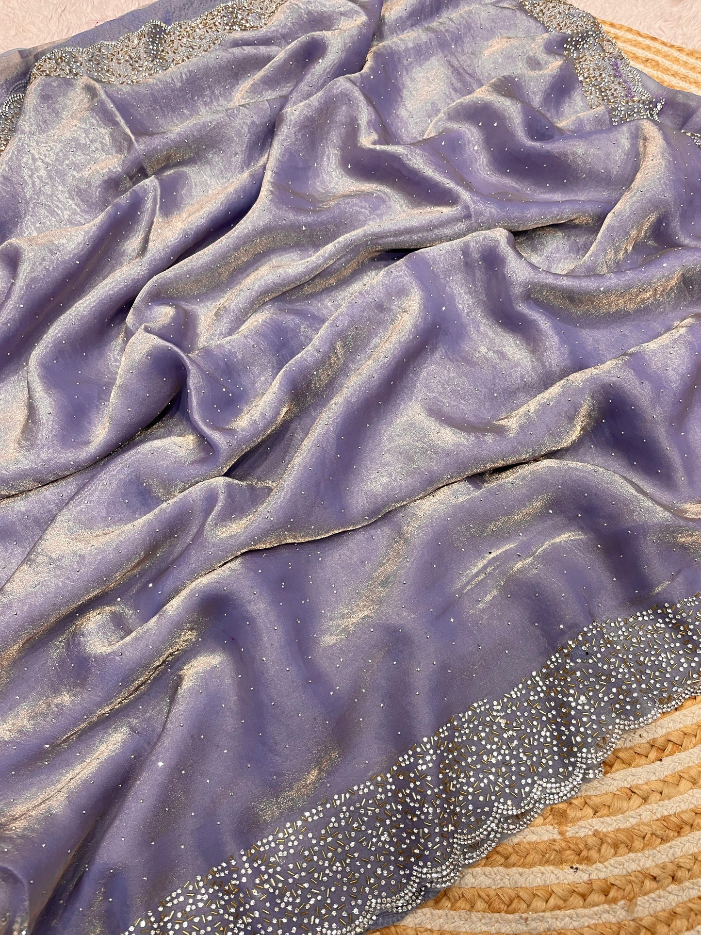 Space Silk Saree With stone Work Saree