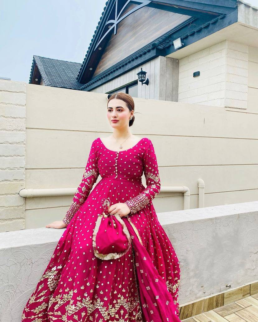Georgette gown with dupatta