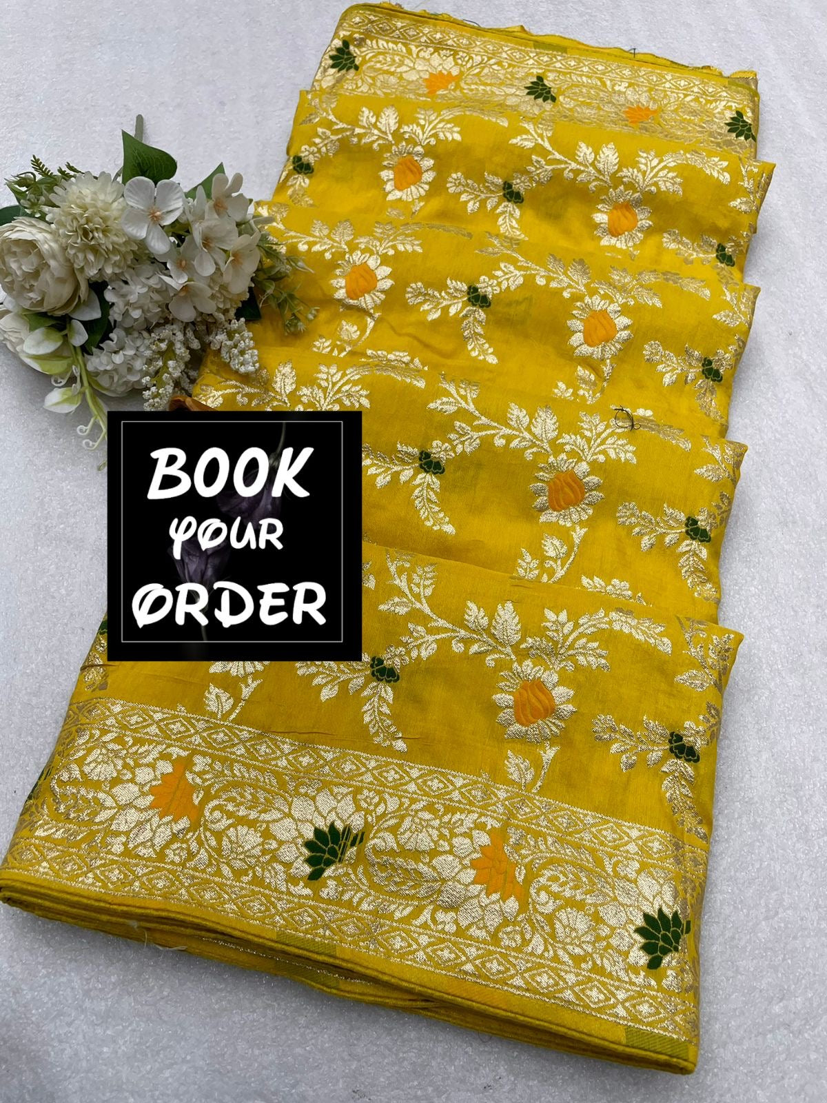 Banarasi cotton silk saree with jari weaving