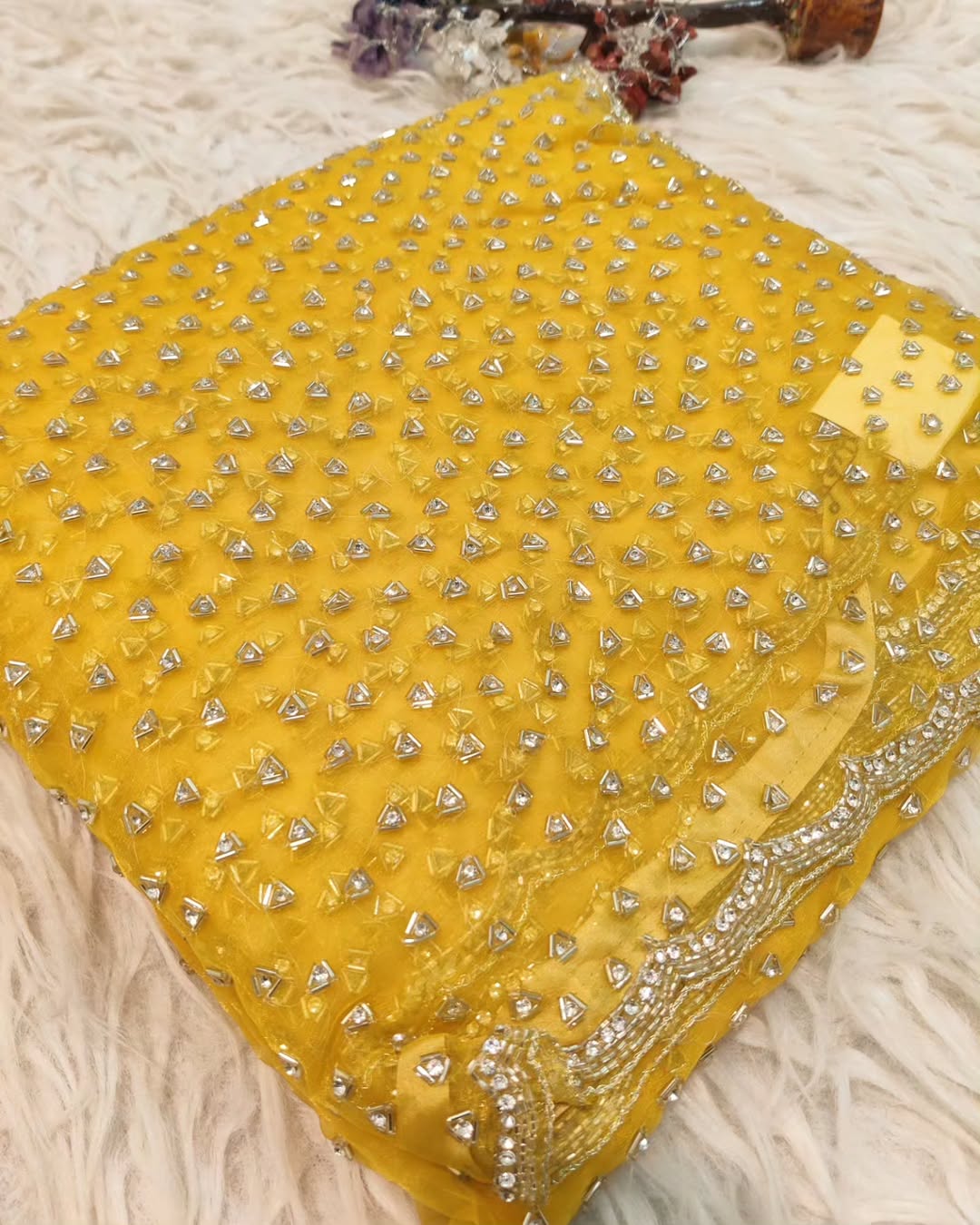 Fendi saree in diamond stone handwork