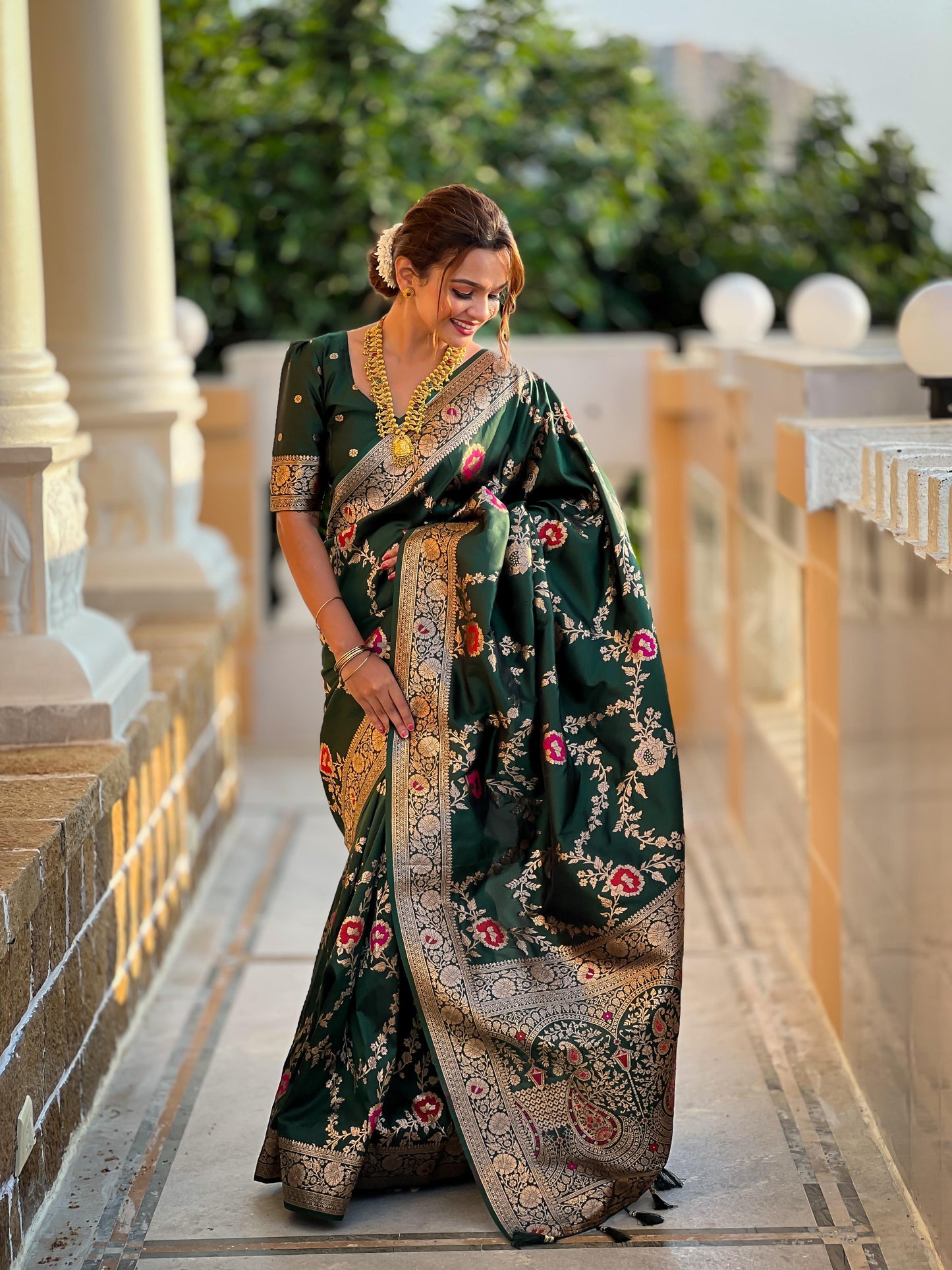 Soft Banarasi silk saree with zari weaving