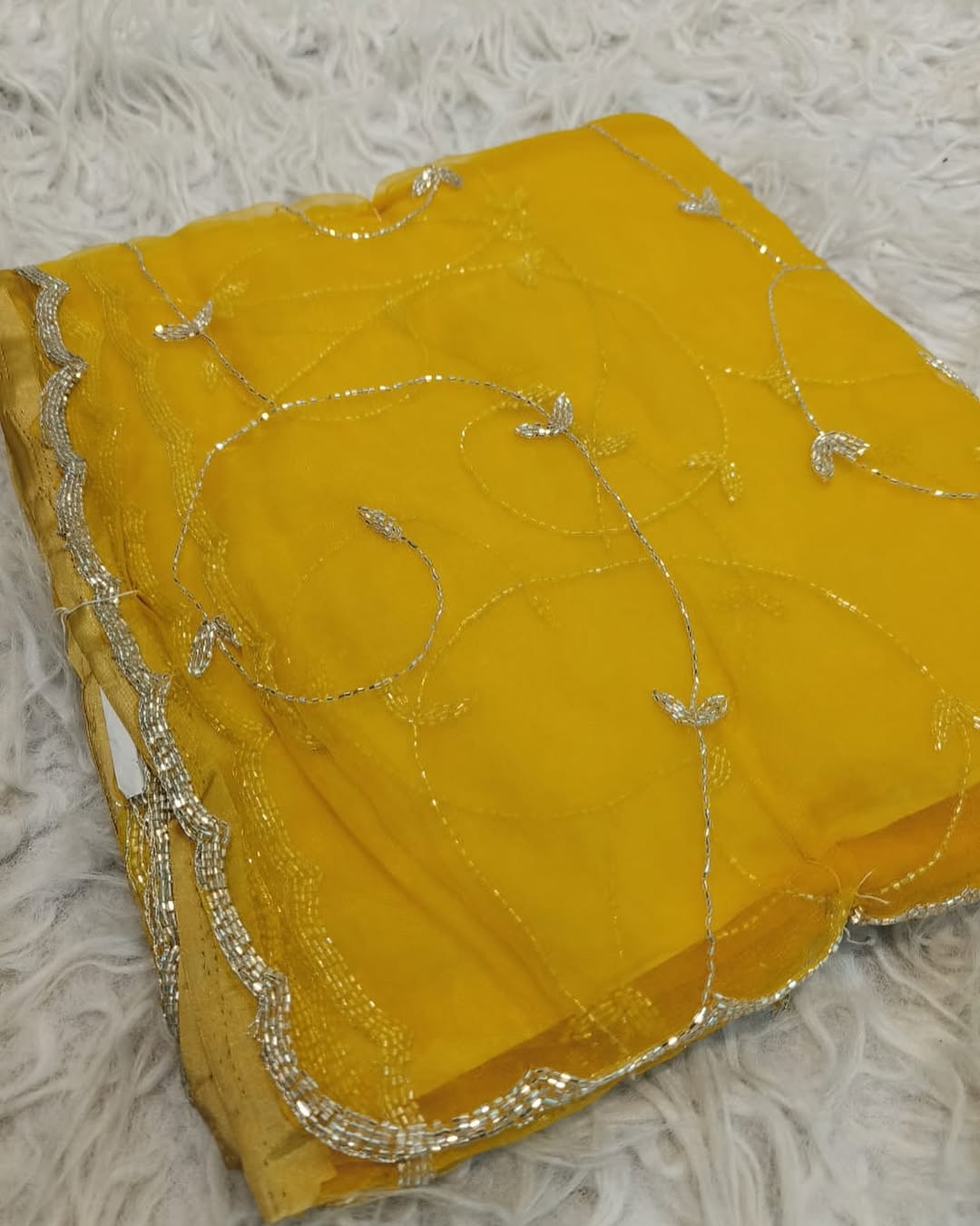 Crystal tissue saree with handwork