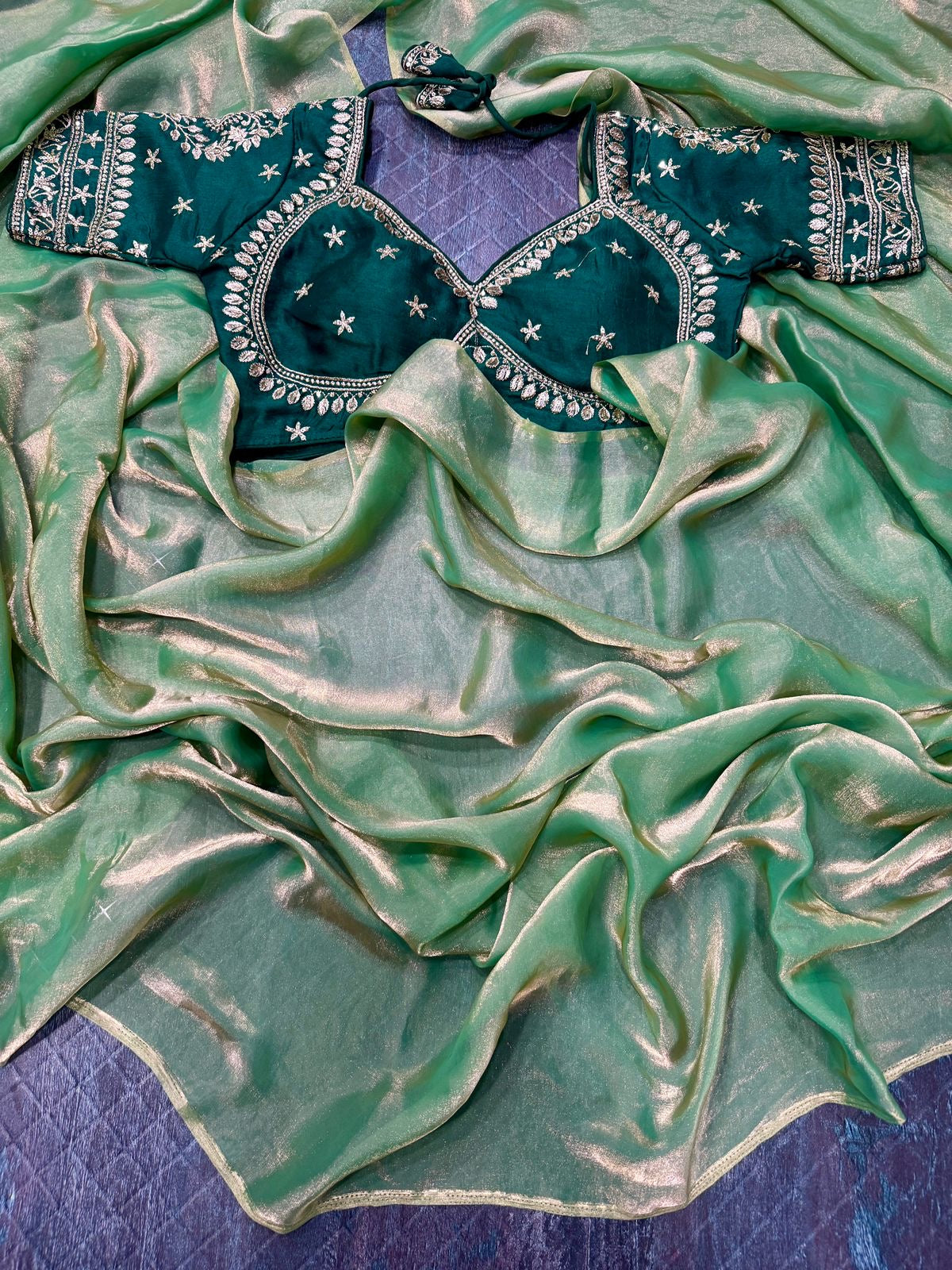 Space Silk Saree With Embroidery Work