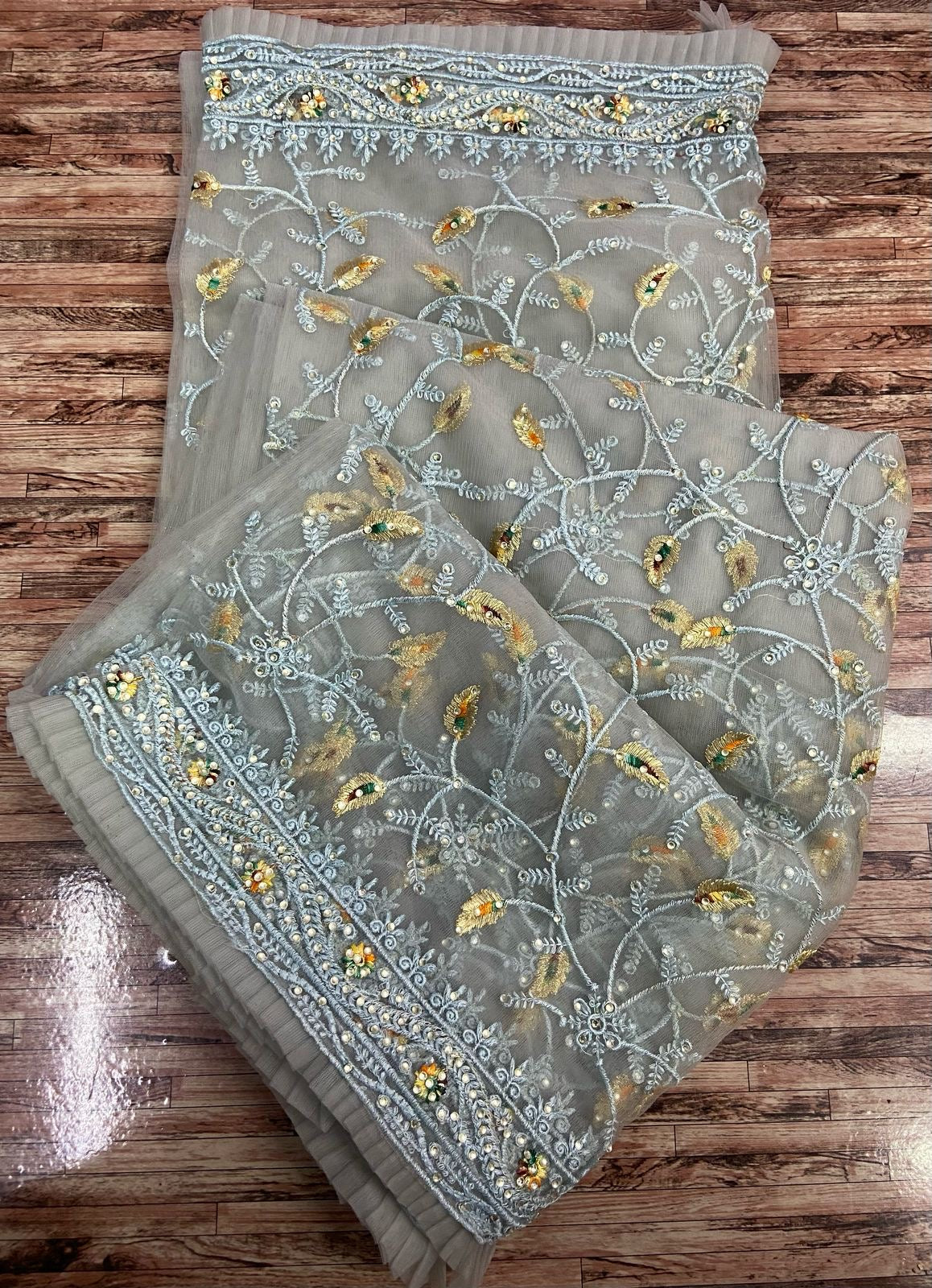 butterscotch High qulity net fabric with heavy embroidery work