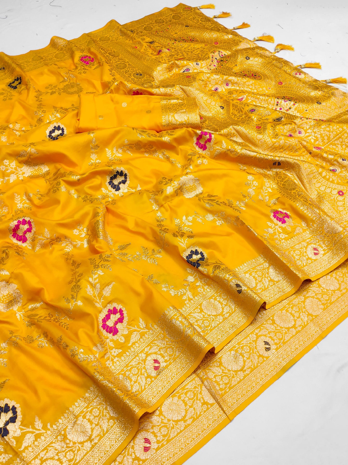 Soft Banarasi silk saree with zari weaving