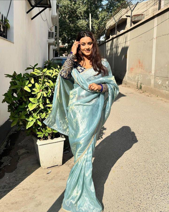 CRUSH tissue saree with blouse