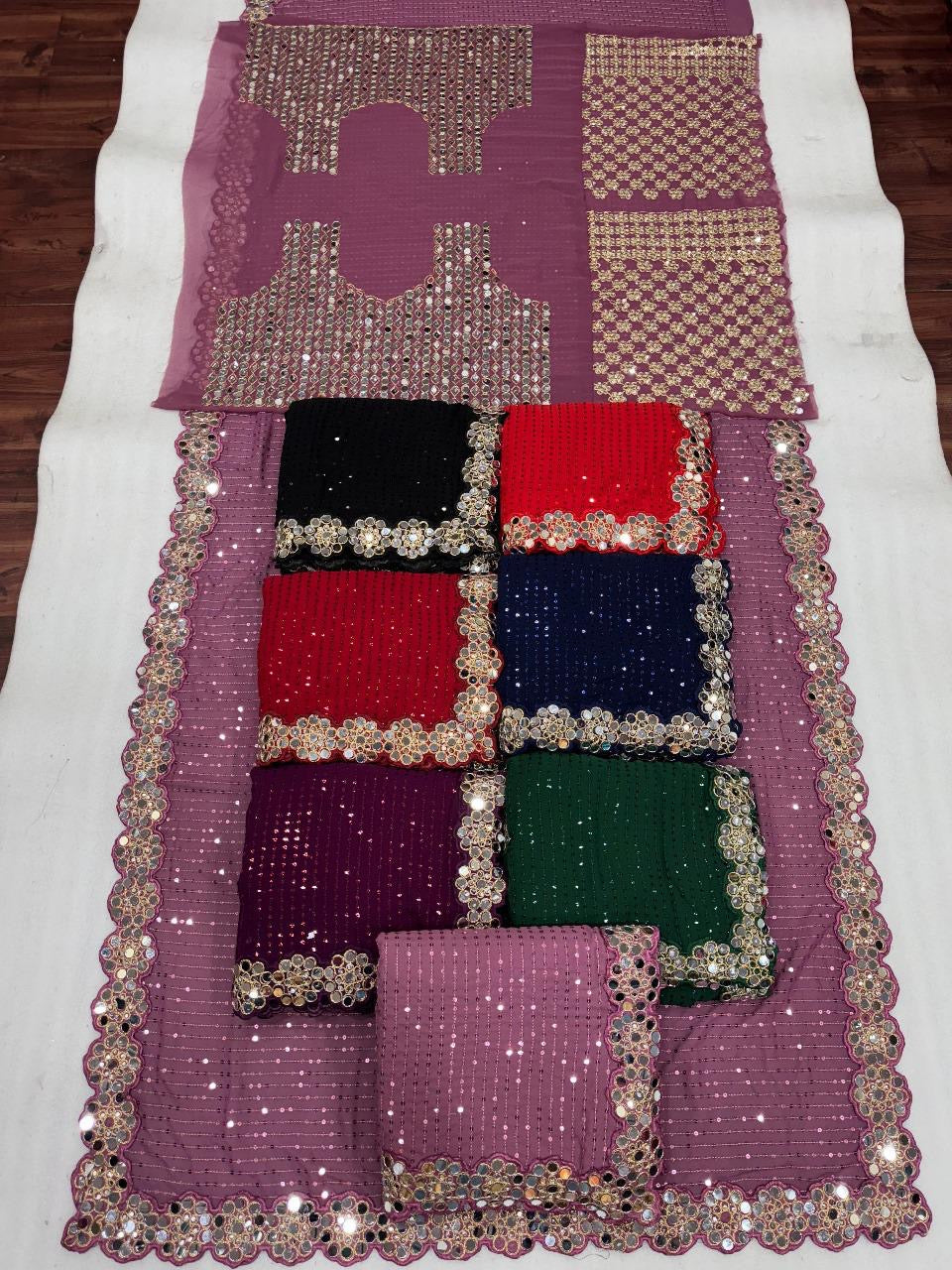 Mirror work saree