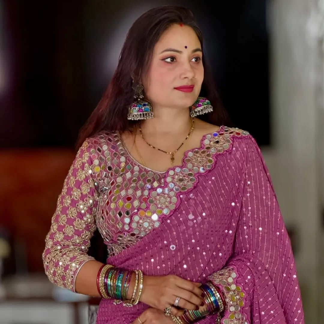 Mirror work saree