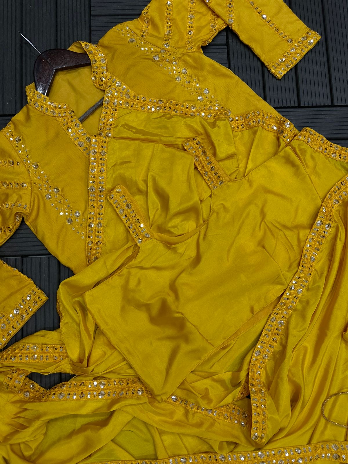 Embroidery Sequence work ready to wear saree with full koti
