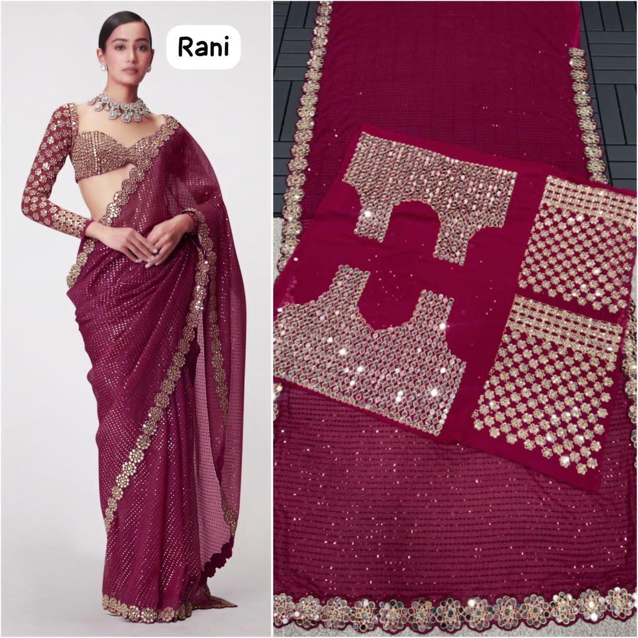 Mirror work saree