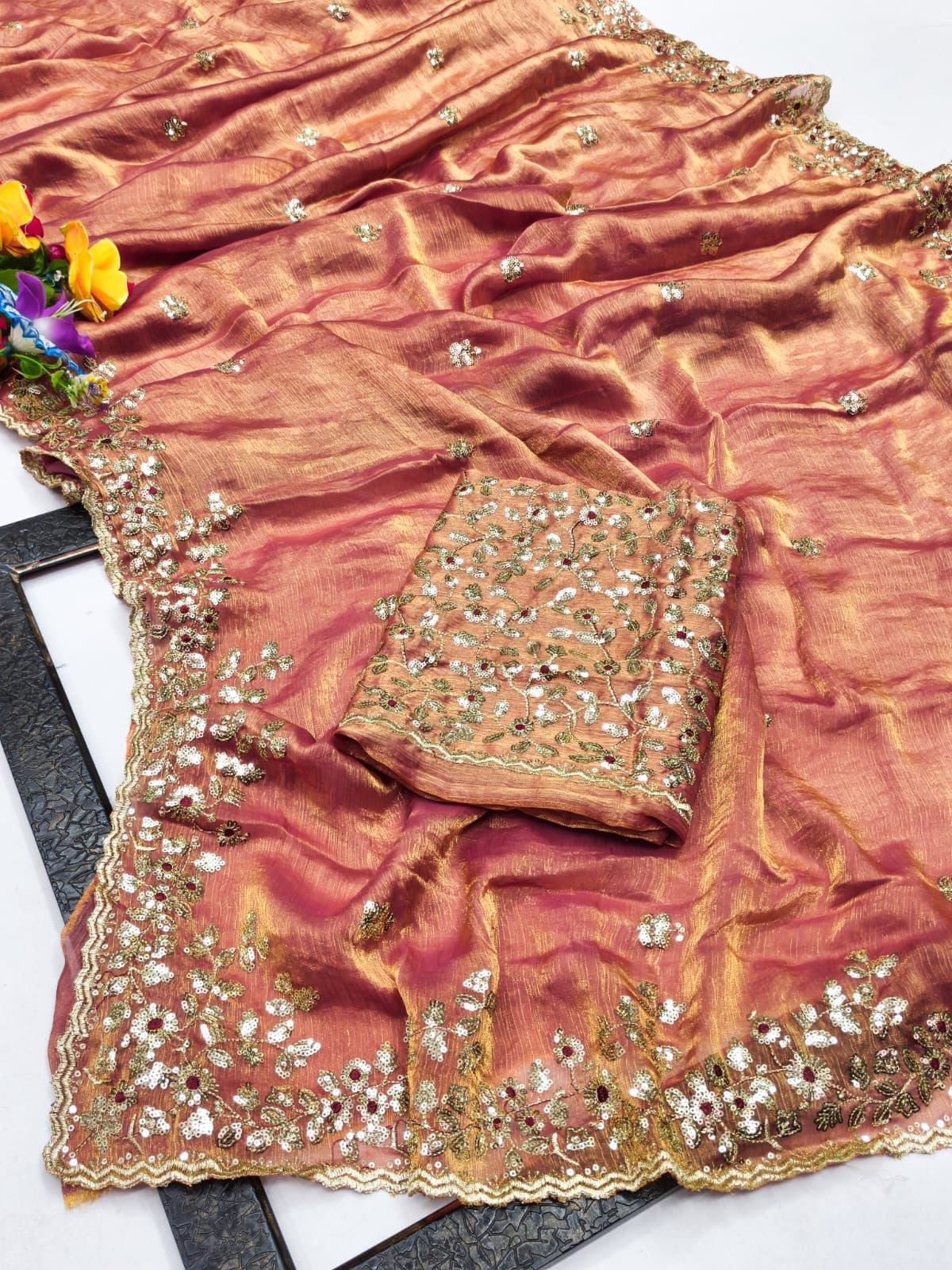 Fandy chiffon silk designer saree