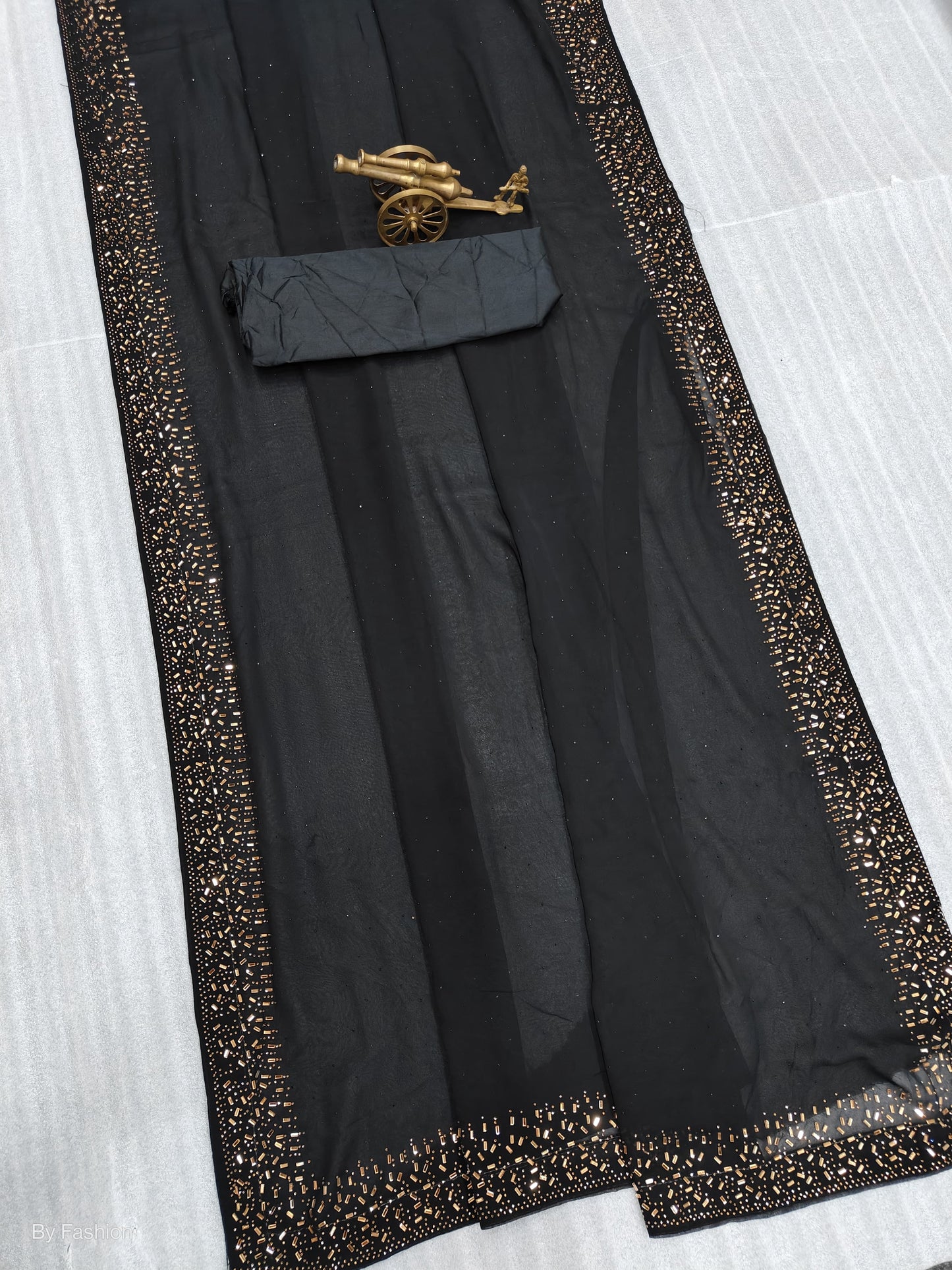 Black Georgette saree with swiroski diamond