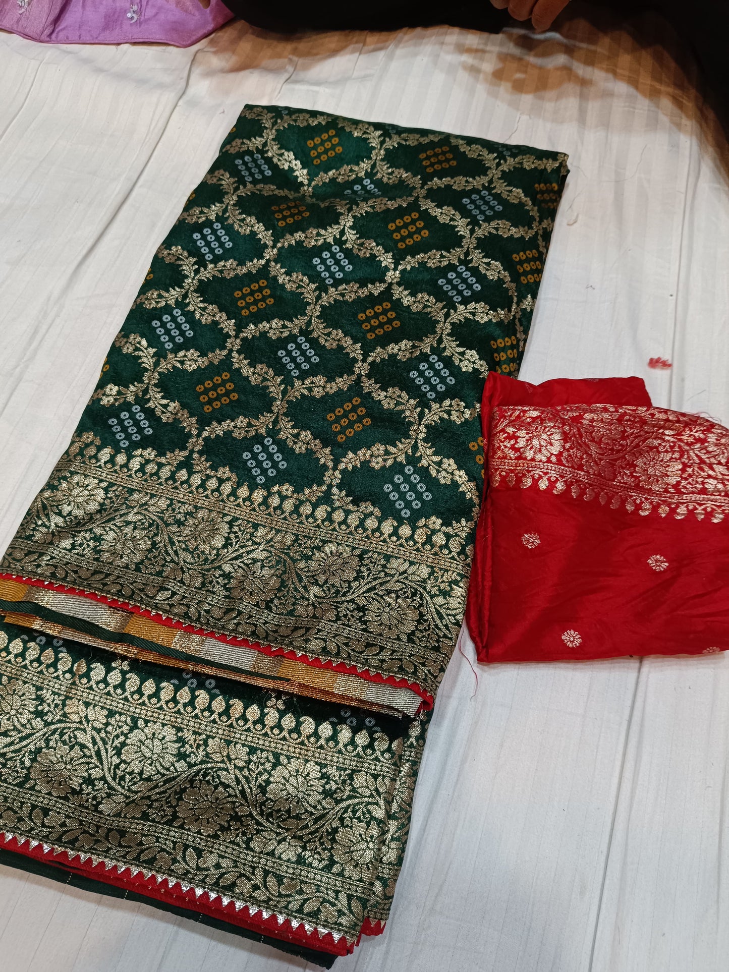 pure dola silk fabric with beautiful zari