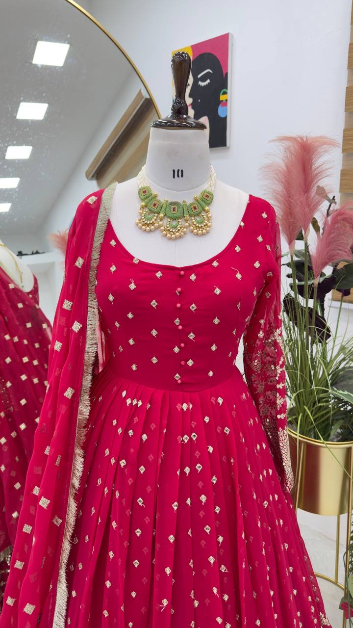 Georgette gown with dupatta