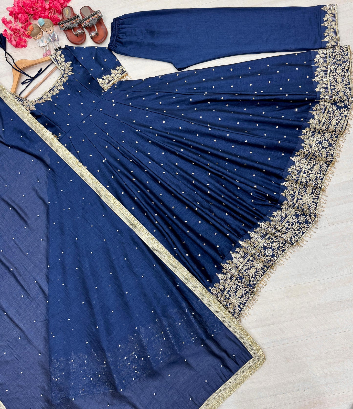 Vichitra Silk gown with dupatta