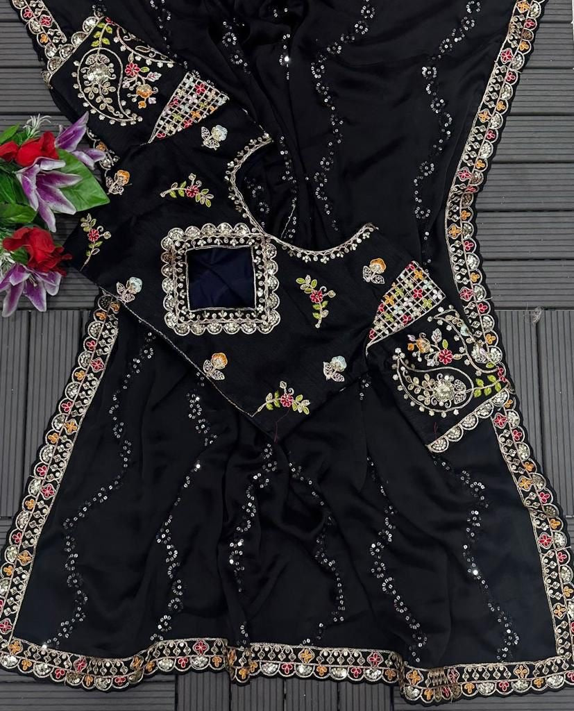 RANGOLI SILK FABRIC ON EMBROIDERY