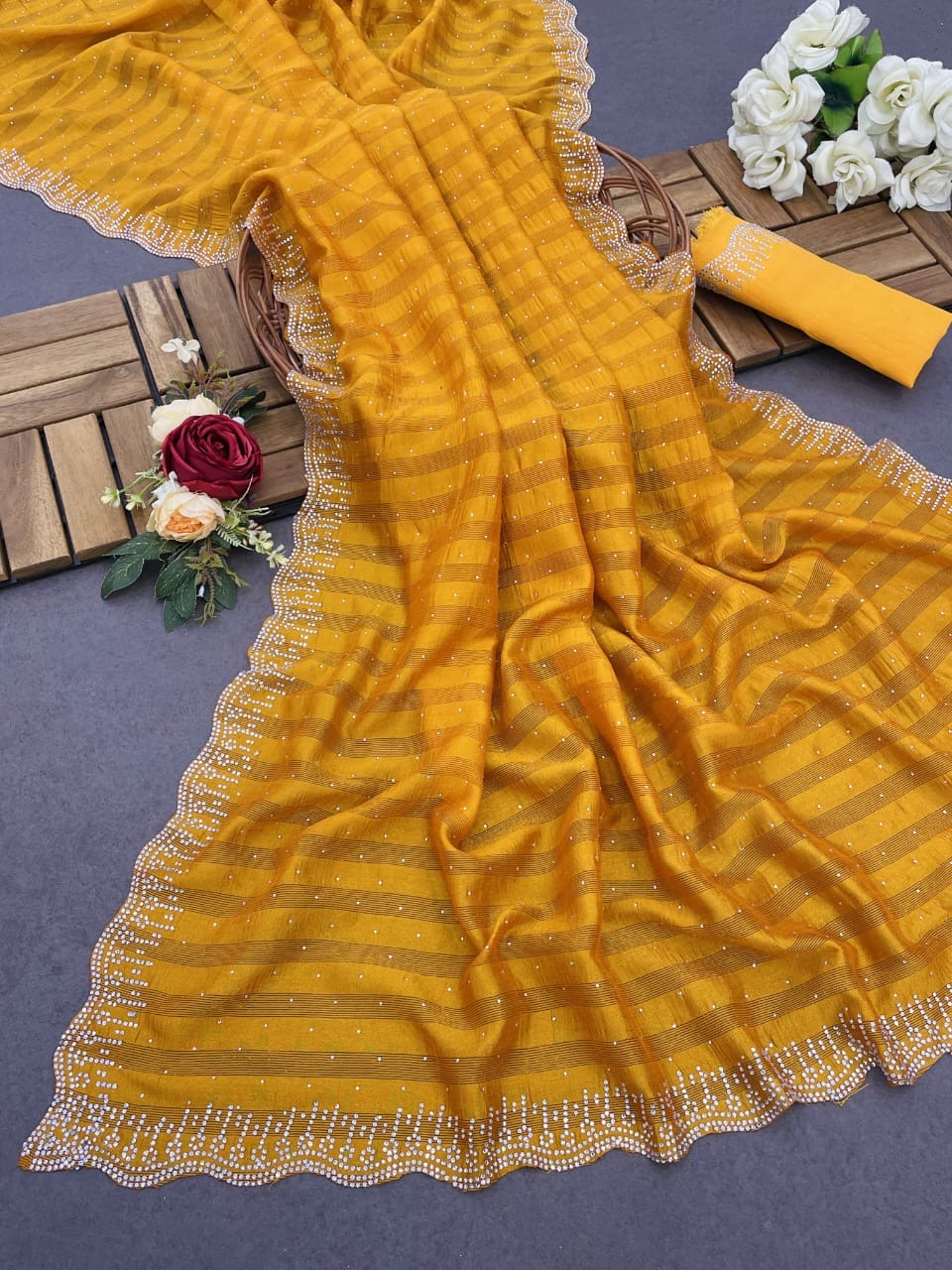 Soft Pure Blooming Jimmy Silk with Original DMC Zarkan type Swarovski
