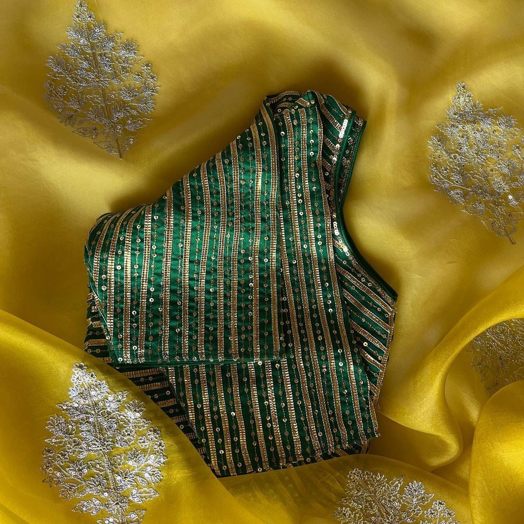 Organza saree with stitched Blouse