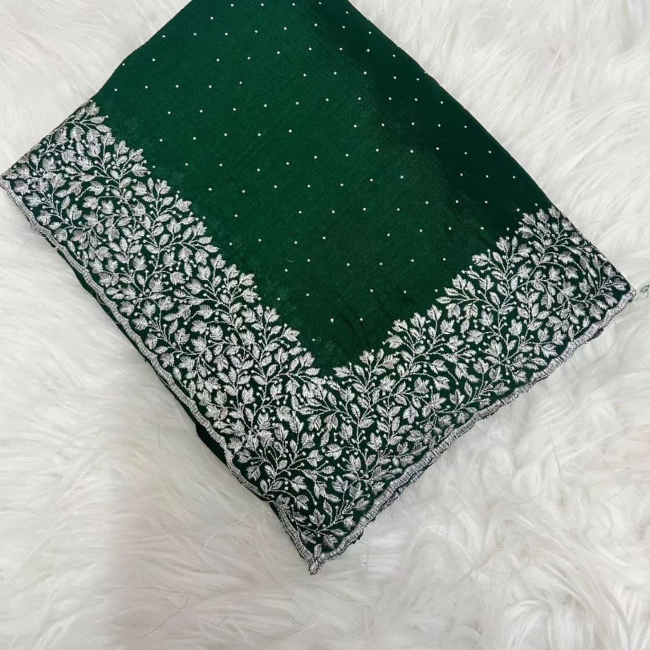 Vichitra silk with embroidery work