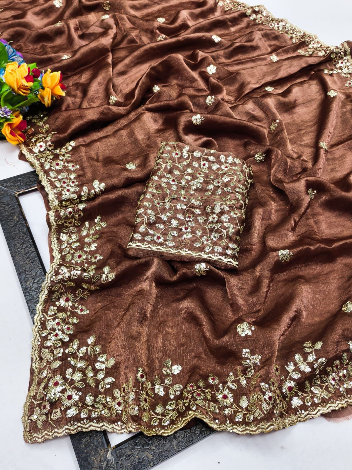 Fandy chiffon silk designer saree