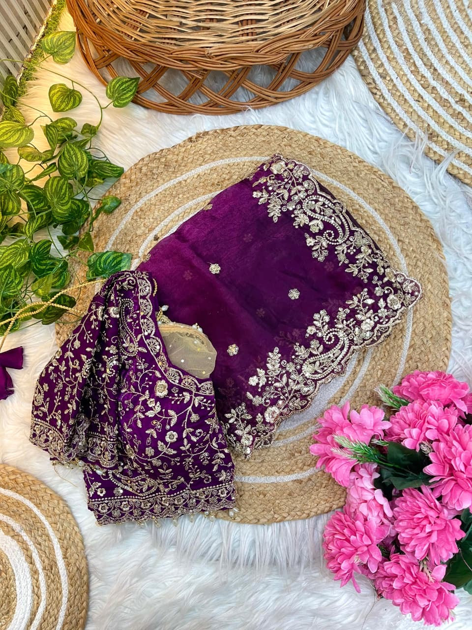 Fandy satin silk designer saree