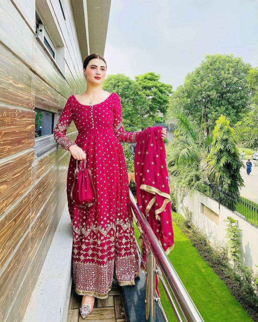 Georgette gown with dupatta