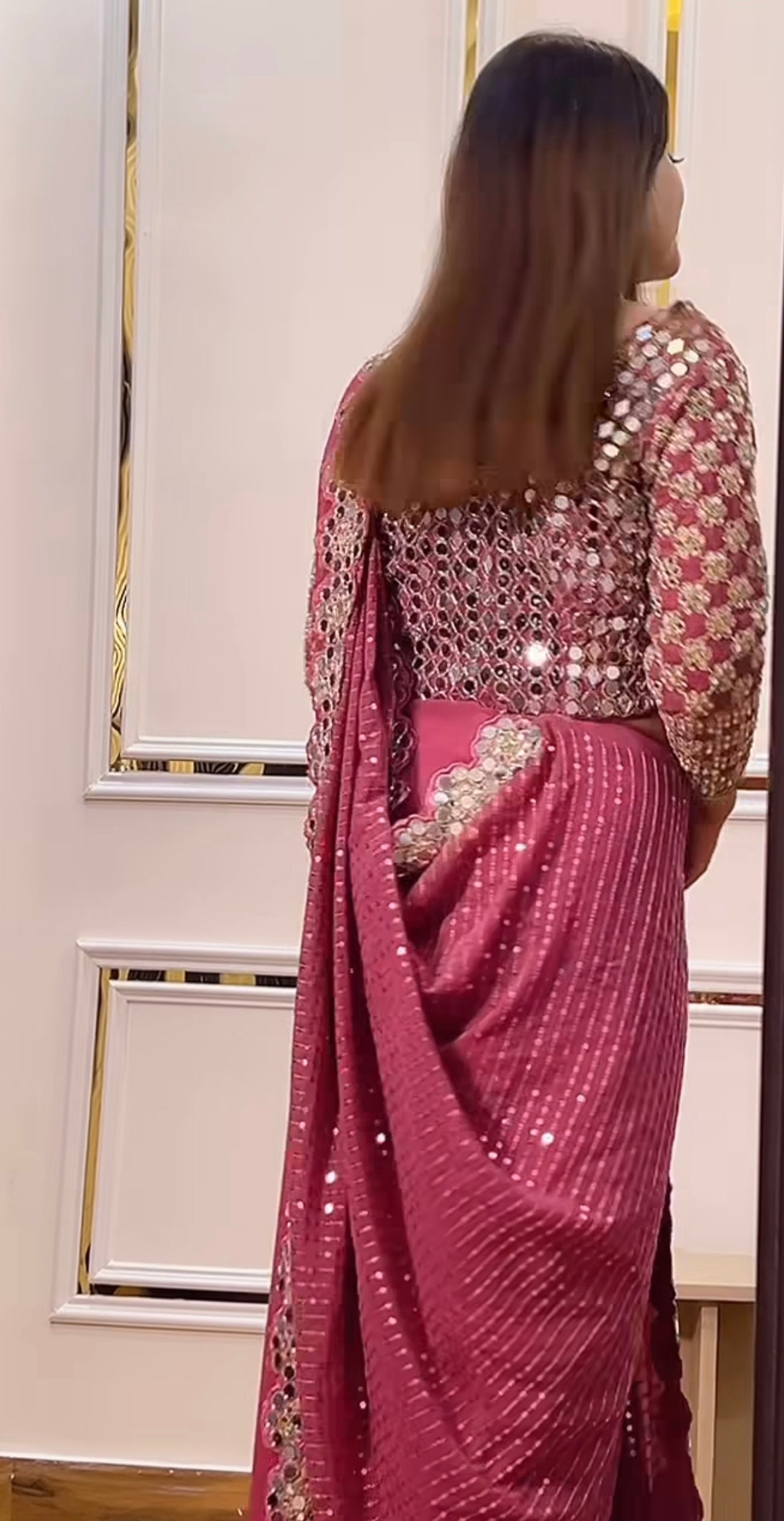 Mirror work saree