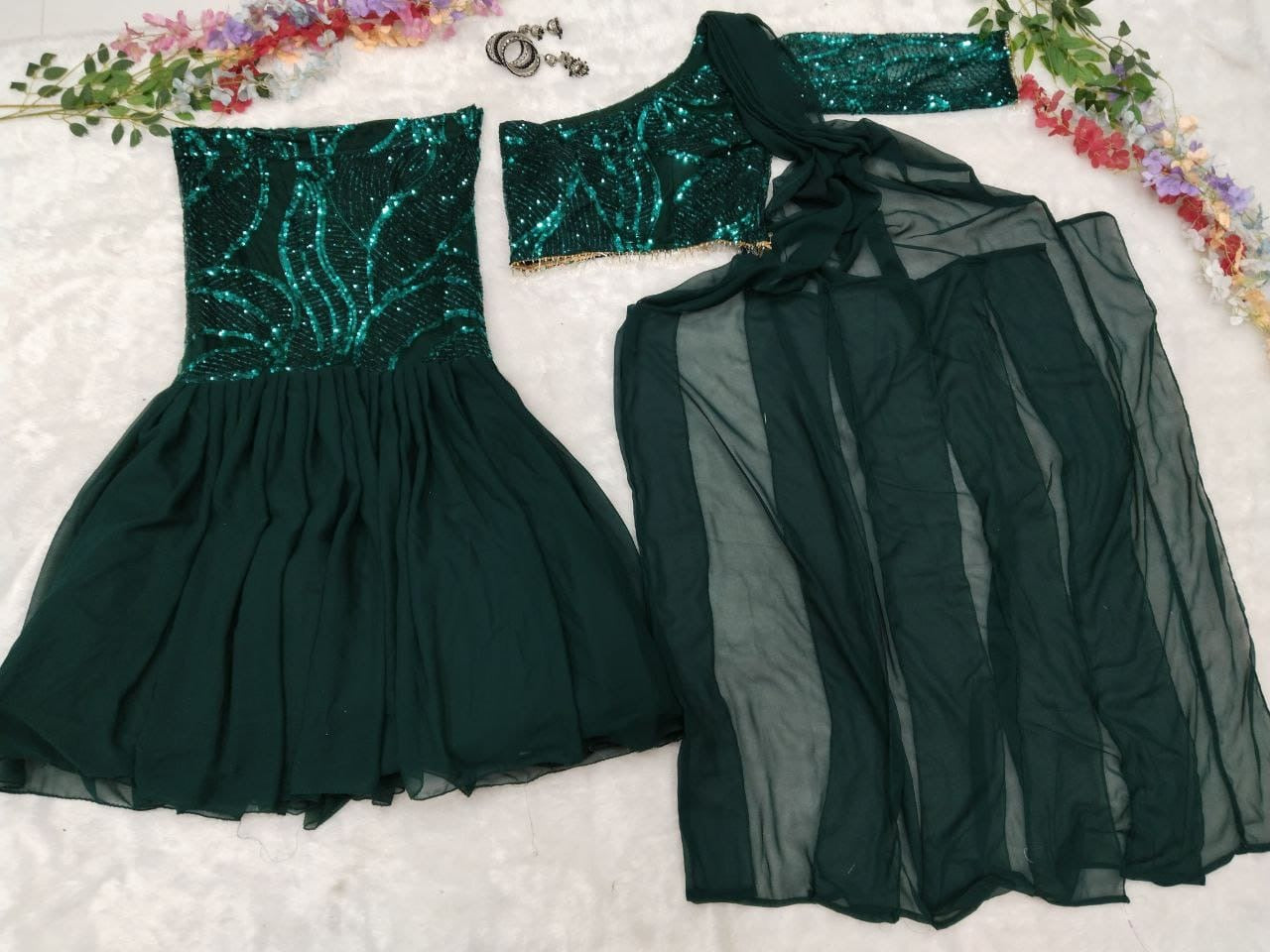 Premium Georgette Embellished With Beautiful Embroidery Sequins Work