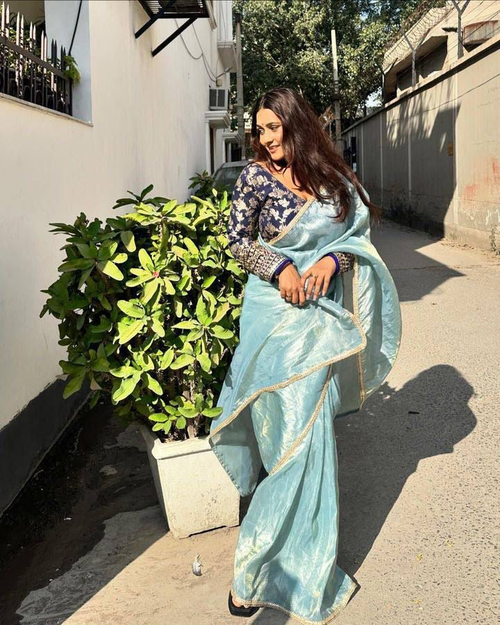 CRUSH tissue saree with blouse