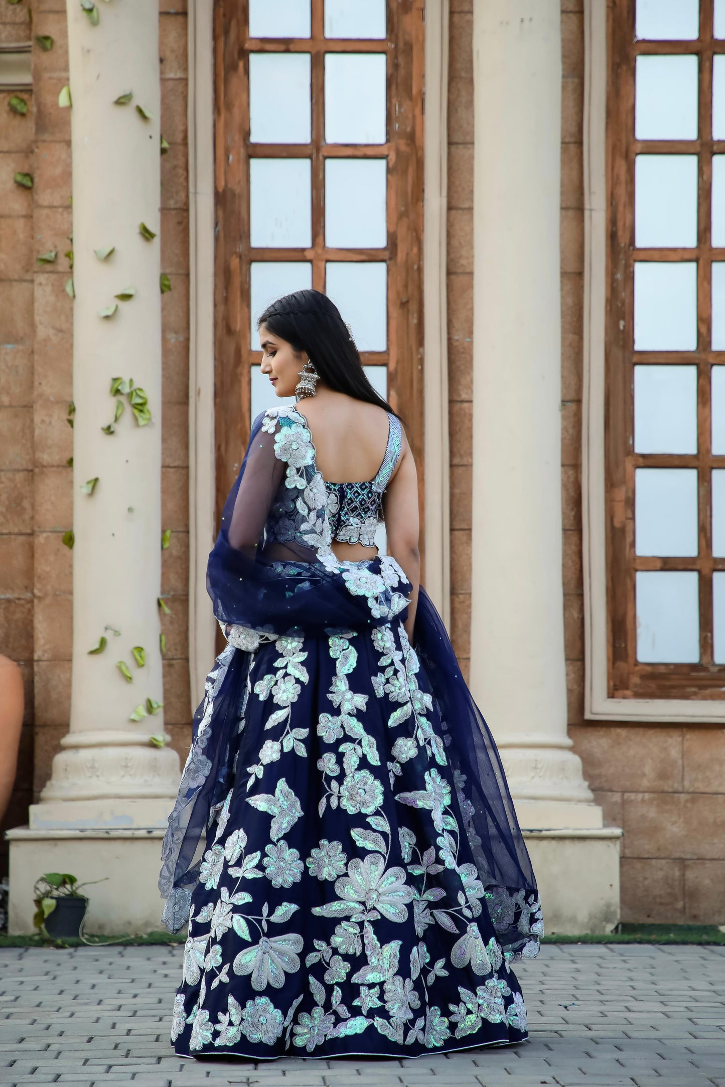 Kasturi Silk georgette lehenga with rainbow sequins & Dori work