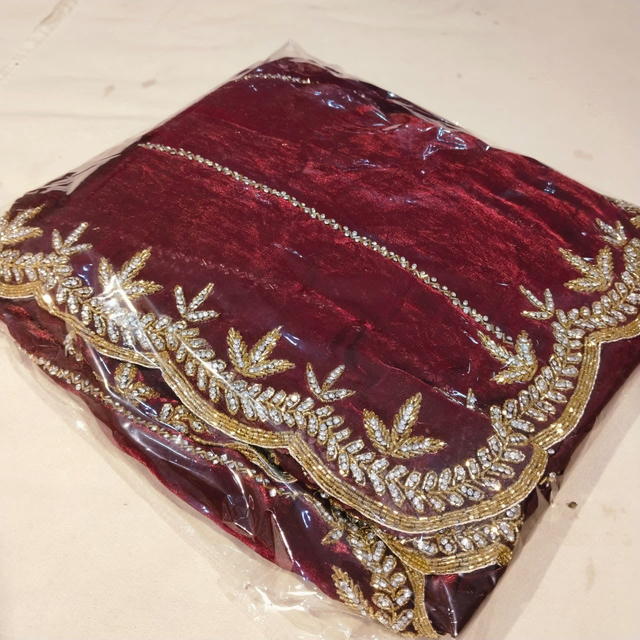 Fendi saree in diya design with diamond stone handwork