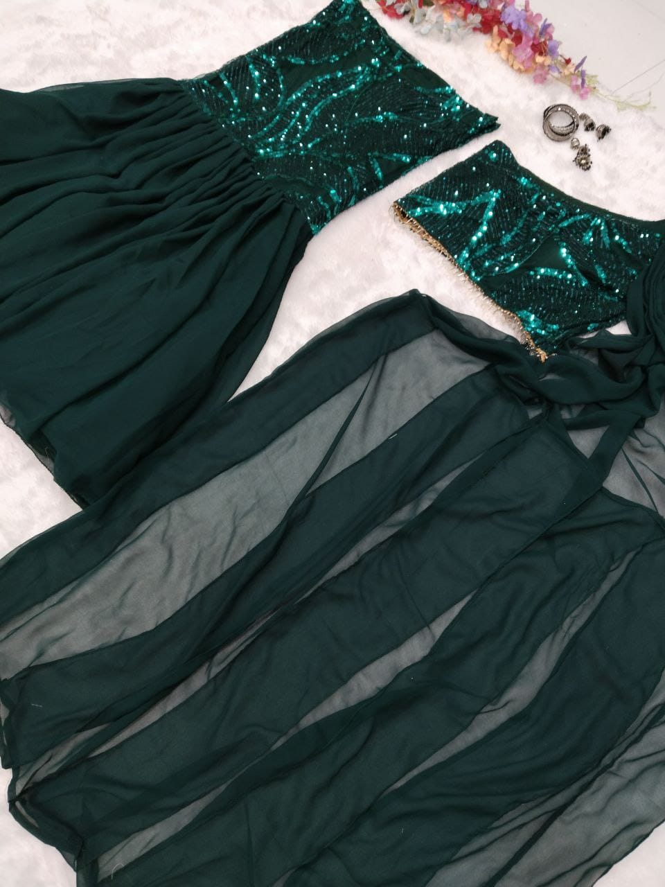 Premium Georgette Embellished With Beautiful Embroidery Sequins Work