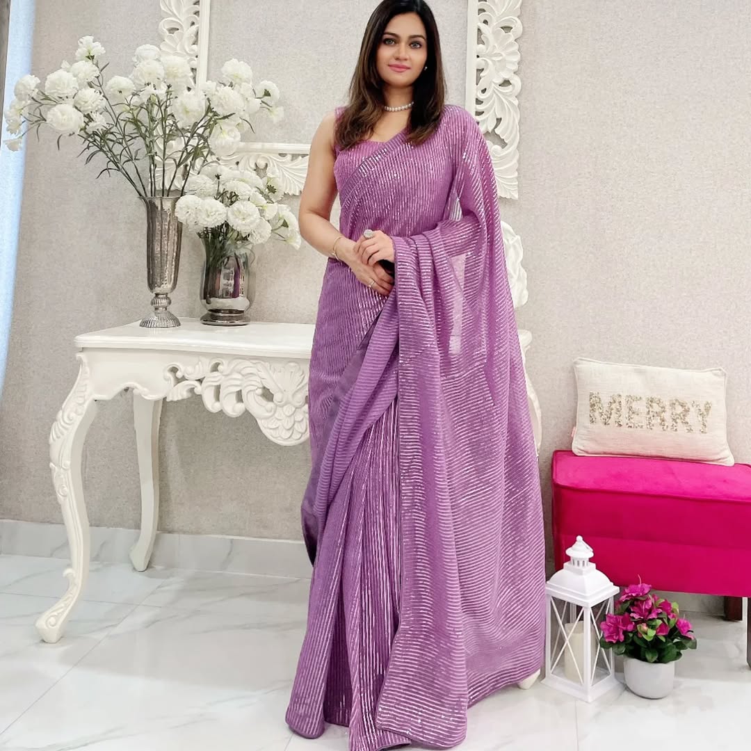georgette with sequence work saree