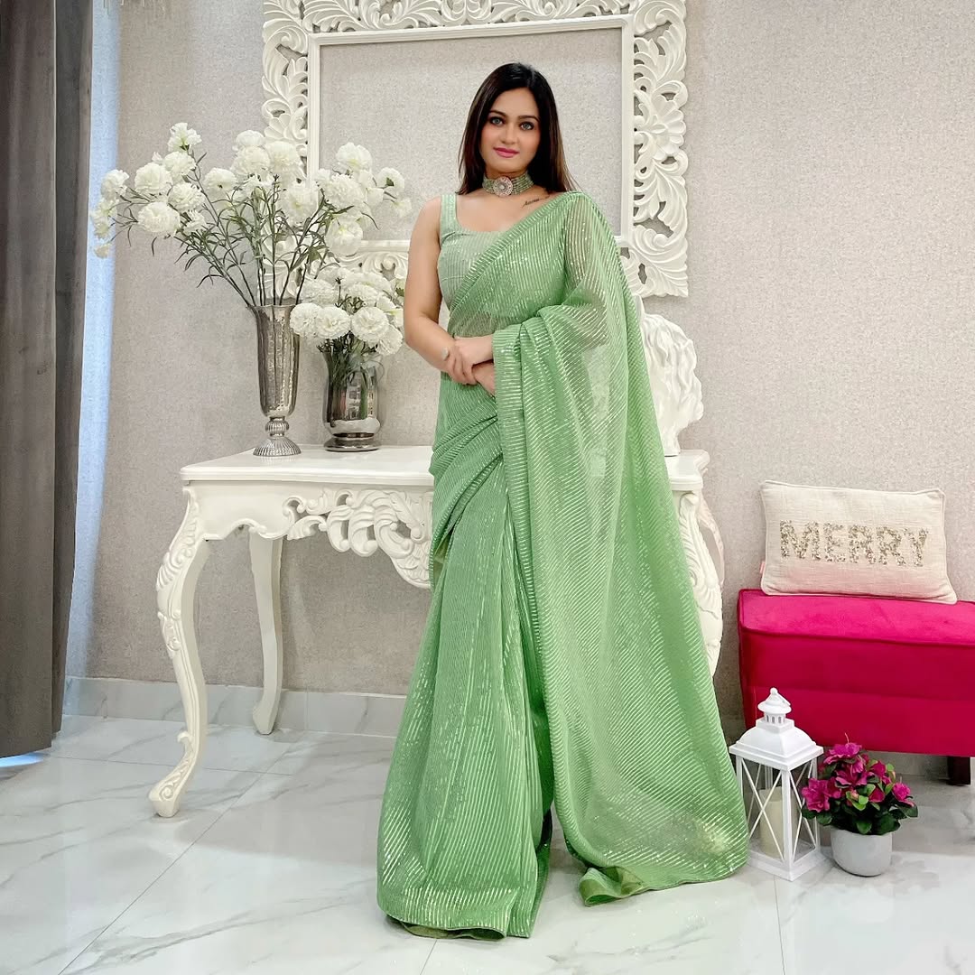 georgette with sequence work saree