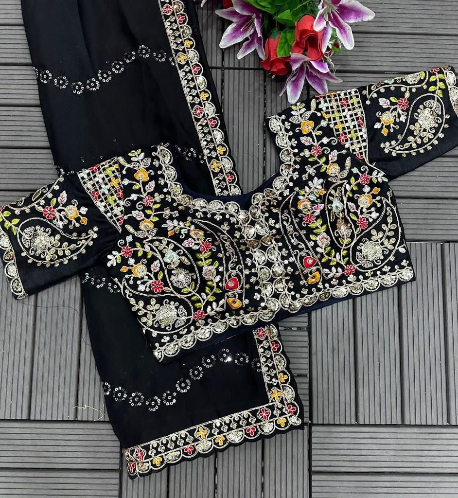 RANGOLI SILK FABRIC ON EMBROIDERY