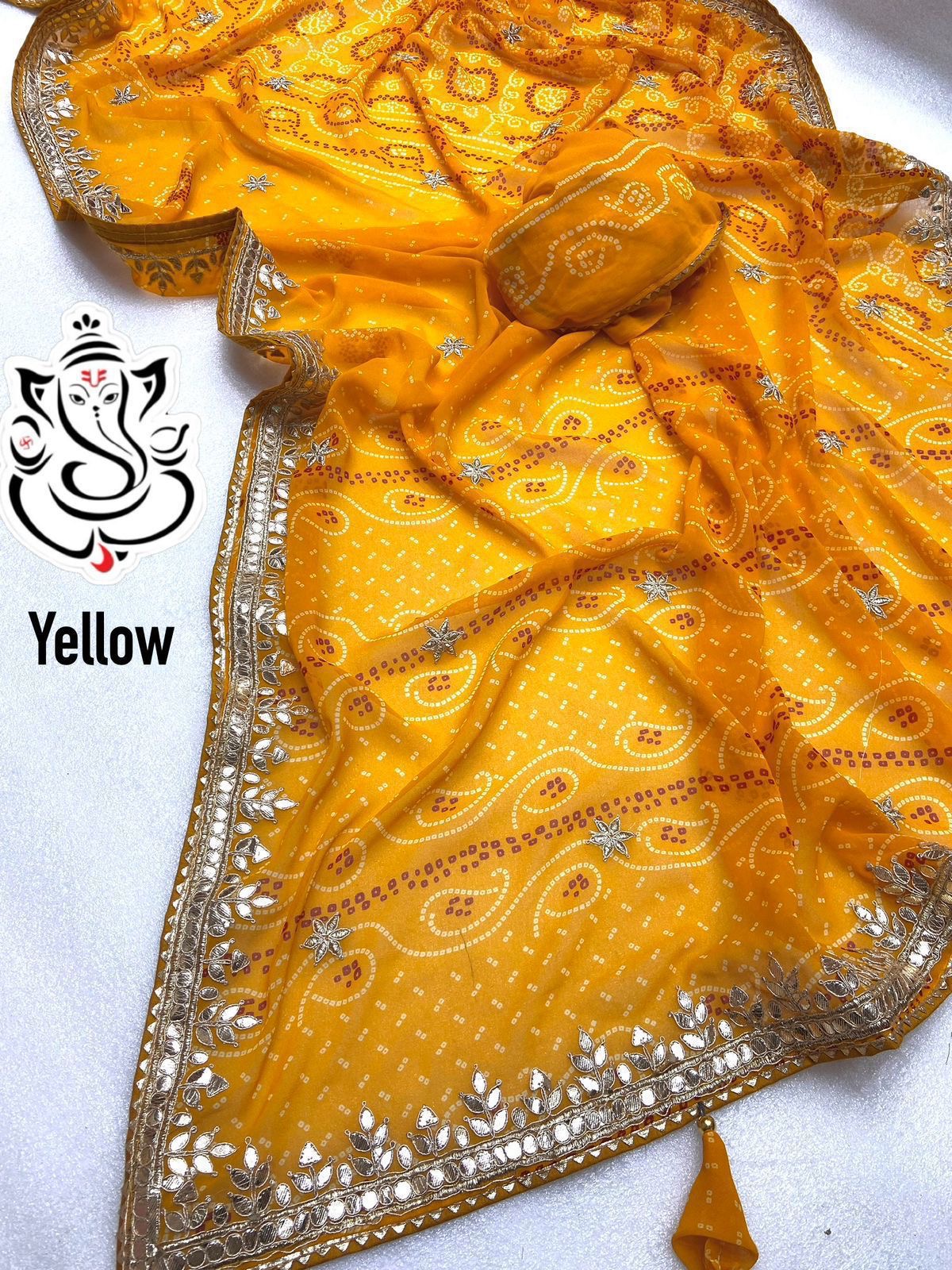 Georgette bandej gotta patti saree