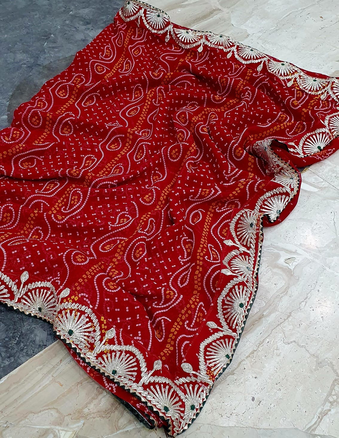 Bandhini saree in gotta patti work